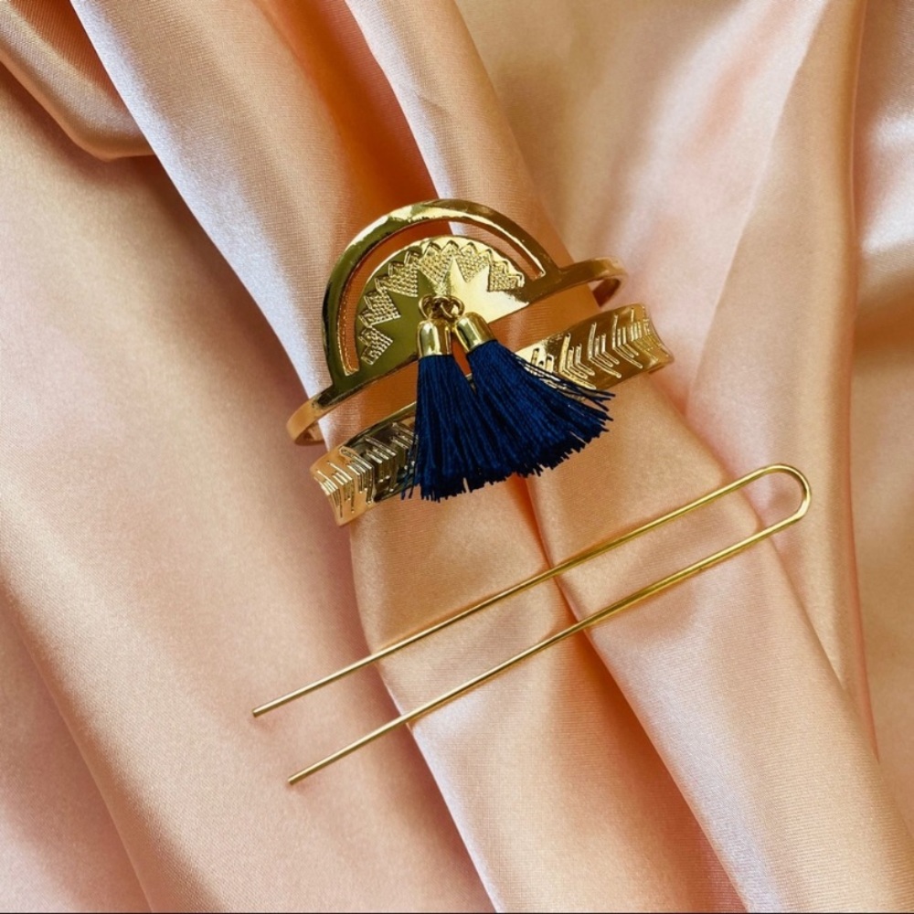 Boho Tassels Metal Hair pins Bun Cage - Picture 5 of 7